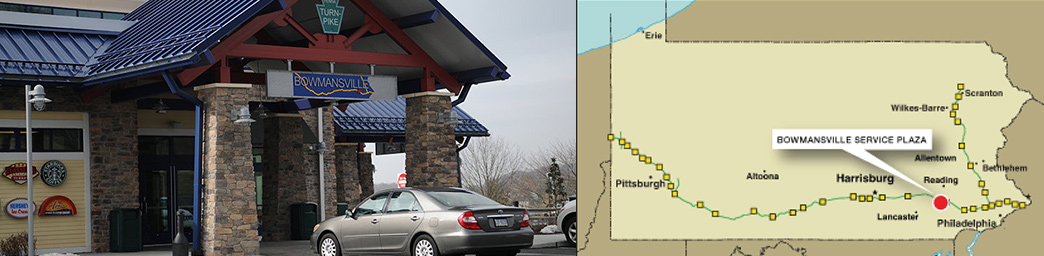 Bowmansville Service Plaza and locator map
