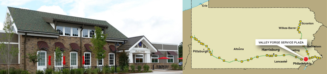 Valley Forge Service Plaza and locator map